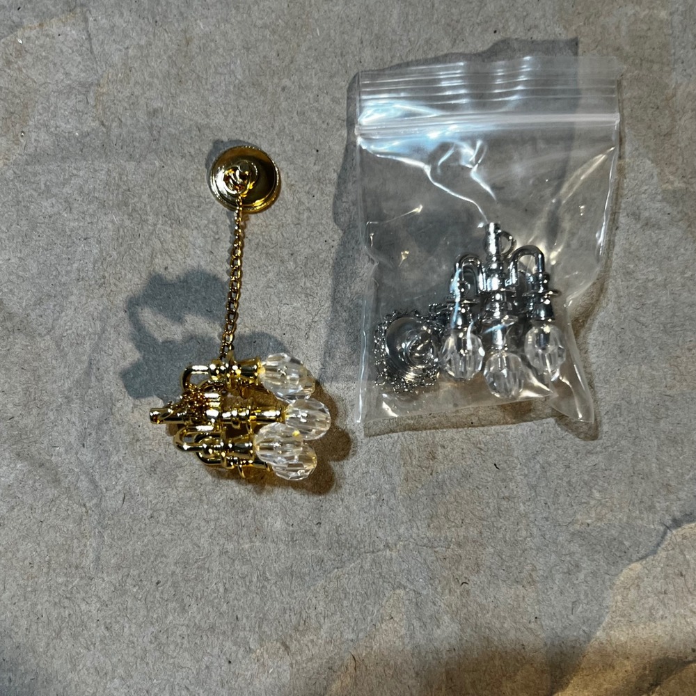 1:12 Miniature Chandelier Set Gold Silver Dollhouse Decor 2Pcs